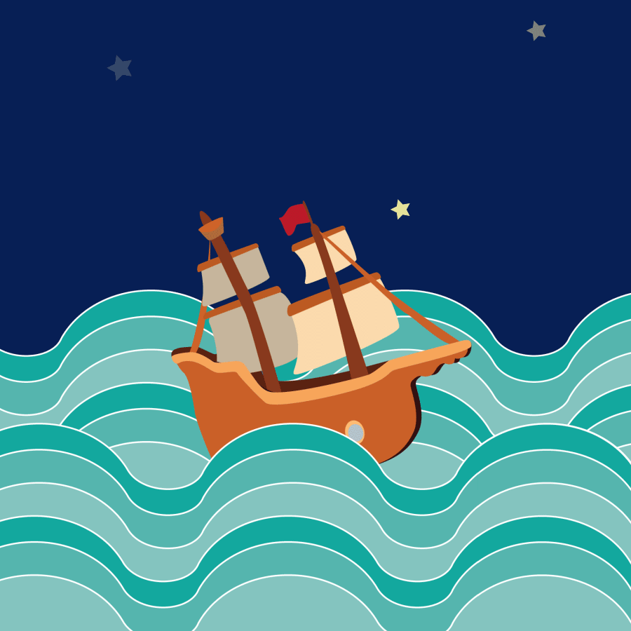 Ship sailing in ocean - representing journey and direction